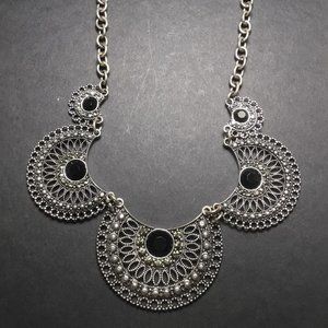 Siver & Black Marcasite Looking Necklace